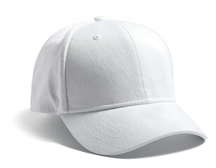 Fototapeta premium A clean, white baseball cap shown from a low angle