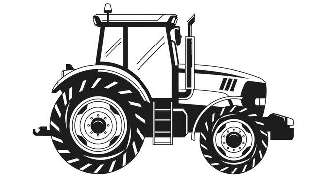 Agricultural Farm Tractor Front Side View, isolated white background.