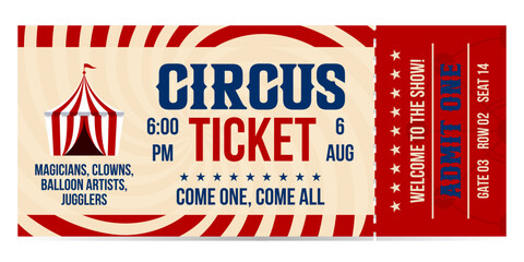Circus ticket. Vector Image. Horizontal circus ticket. © Ice pick