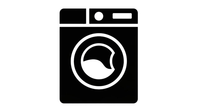 Washing Machine Silhouette Icon, Laundry Appliance Household Equipment Vector
