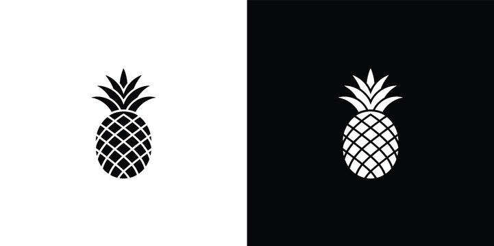 Black and white pineapple on split background fruit symbol