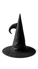 Fototapeta premium Black Pointed Hat for Halloween or Fantasy Costume, Isolated on a Clean White Background for Easy Integration and Design