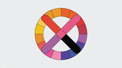Obraz premium Colorful pie chart with intersecting lines and multicolored sections in a circular pattern