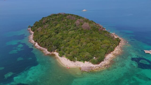 Small Green Island Near Ksamil Albania Aerial