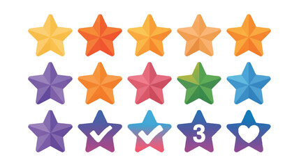 Obraz premium colorful stars with various symbols for ratings and feedback icons