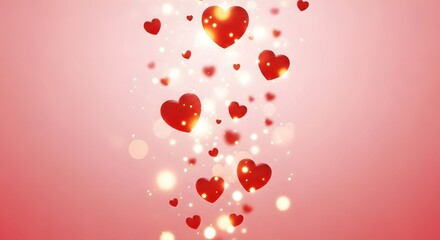 Obraz premium Romantic Red Hearts Floating Backgroundv