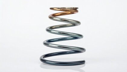 Metal Spring on White Background for Industrial or Conceptual Designs Clean Studio Shot.