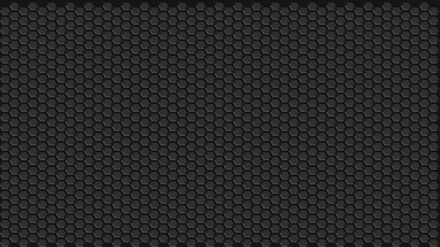 Dark gray carbon fiber texture vector background with repeating hexagonal pattern, ideal for modern technology, industrial, and automotive designs, website banners, and abstract backdrops