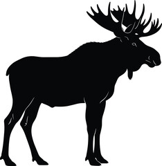 Vector illustration of stylized moose silhouette symbolizing wildlife, nature, ecology, culture, tradition, heritage, identity, and education