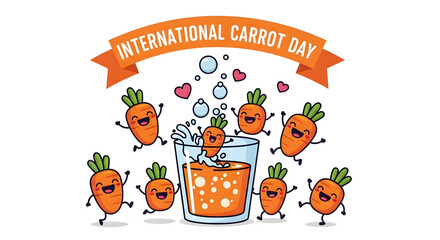 Fototapeta premium International Carrot Day April 4 – Cute Carrot Juice Hug Party!