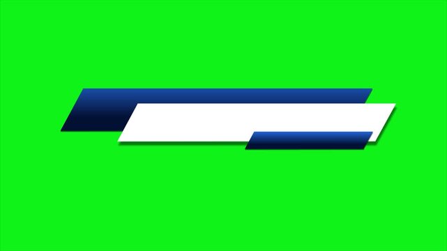 Lower third banner animation video. Modern blue and white title bar overlay with green screen background for text display in video format