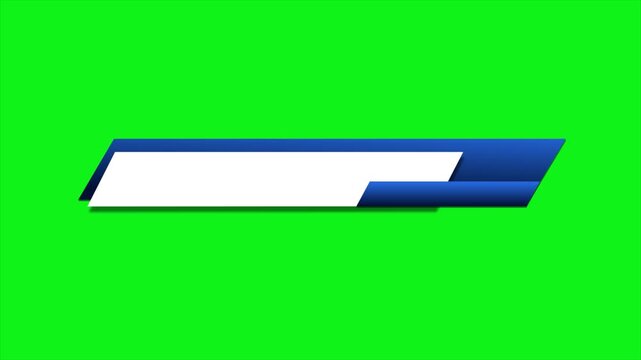 Lower third title bar animation, blue white text banner, modern caption strip motion, clean lower third overlay, broadcast title graphic, minimal name tag animation, green screen lower third