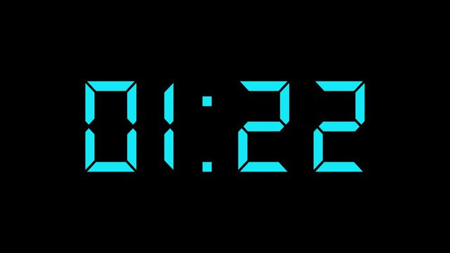 Digital countdown timer animation from 1 minutes to 30 seconds with transparent background, Digital countdown timer from 1 minutes  to 30 seconds, Countdown video