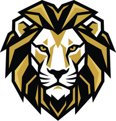 Obraz premium Geometric Gold and Black Lion Head Logo