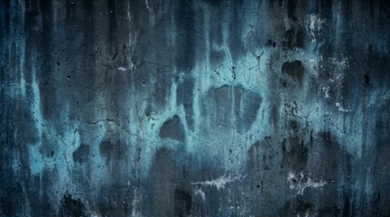 Fototapeta premium Dark blue grunge textured wall background with cracks and spots