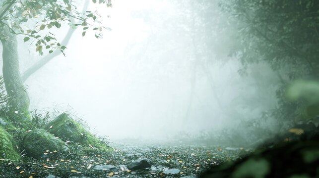 Misty forest path