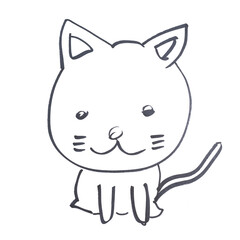 Obraz premium A cat drawn with a blkack marker
