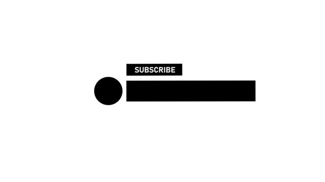 Bold black and white subscribe button with a circular and text on a white background for social media channel branding and creation Keywords: subscribe button, social media, channel, black