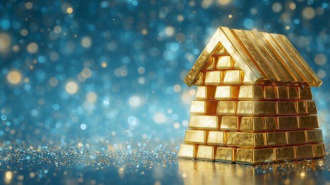 Real Estate Investment Golden House Symbol of Wealth Growth mortgage asset