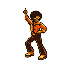 Retro Male Disco Dancer Icon 70s Funk Soul Silhouette