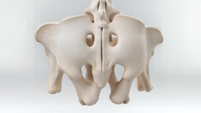 Anatomical Pelvic Bones: Front and Back View of Human Hip Structure for Study.