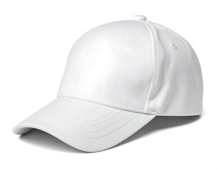 Fototapeta premium A blank, white baseball cap on a white background