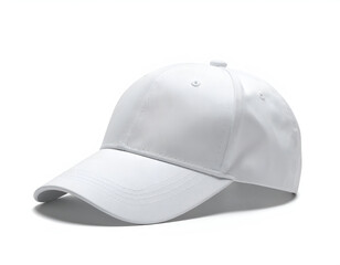 Fototapeta premium A plain white baseball cap with a curved brim (2)
