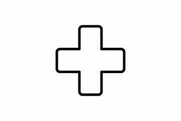Fototapeta premium Plus sign symbol, black outline on white background, medical icon