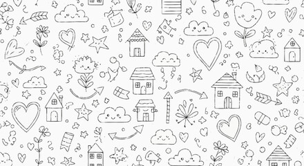 Collection of Simple Hand Drawn Icons.