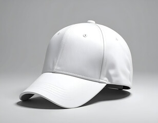 Fototapeta premium A clean, white baseball cap on a plain, neutral background