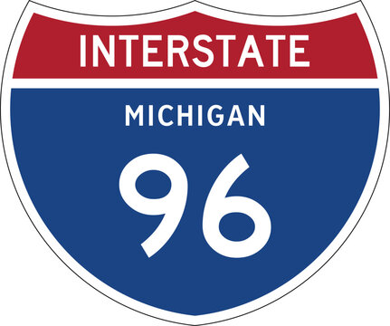 Interstate 96 Michigan I-96 US Interstate Highway Route Shield Badge Vector