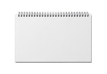 Blank notepad or notebook page with metal spiral binding isolated on transparent background