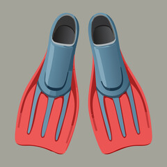 Red Diving Fins for Swimming Speed and Professional Underwater Scuba Diving Exploration Equipment Illustration © firstcolor