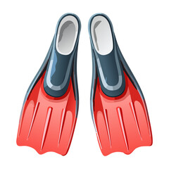 Advanced Red Diving Fins for Scuba Exploration and High Performance Underwater Swimming Sports Illustration © firstcolor