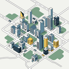 City Block with Modern Buildings