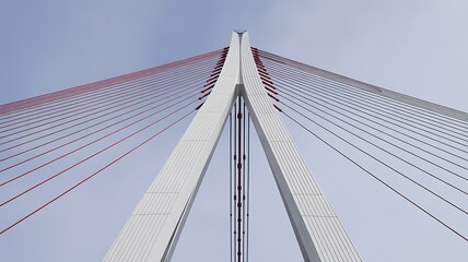 Obraz premium Modern Cable Stayed Bridge Architecture Viewed from Below