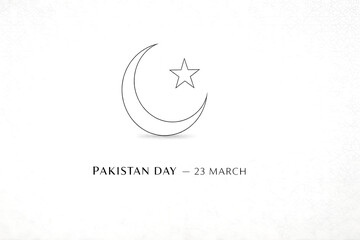 Obraz premium Pakistan Day emblem with crescent moon and star on 23 March background