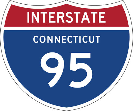 Interstate 95 Connecticut I-95 US Interstate Highway Route Shield Badge Vector