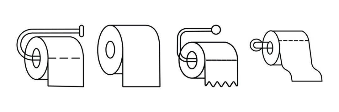 Toilet Paper Roll Icon Set &ndash; Bathroom Tissue, Hygiene Restroom Vector Symbols