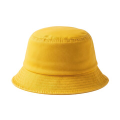 Fototapeta premium Vibrant yellow bucket hat made of fabric isolated on transparent background