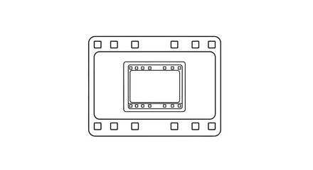 Obraz premium Minimalist flat illustration of a film strip icon symbol isolated on white background