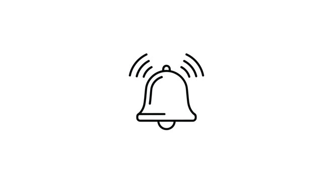 Minimalist bell icon symbol with sound waves flat vector isolated on white background