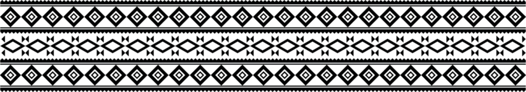 Set of african tribal motive border. mexico or african print design. Hand drawn abstract seamless pattern, ethnic background, african style - great for textiles, banners, wallpapers, wrapping - border