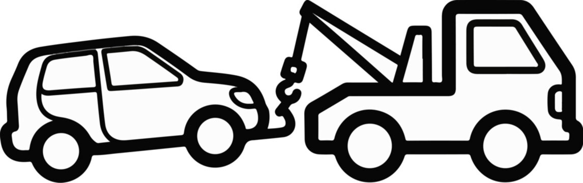 Tow truck hook lifts a car