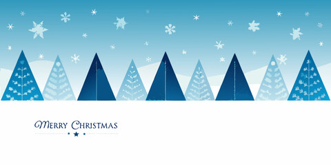 Winter scene featuring snow covered trees and a festive christmas greeting © Asit