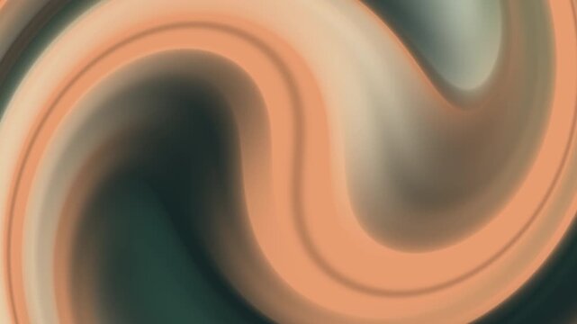 Abstract background with swirling orange and green gradient curves in a smooth, blurred motion against a dark backdrop.