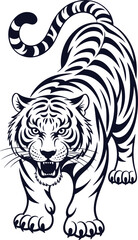 Tribal Tiger Tattoo Vector Illustration