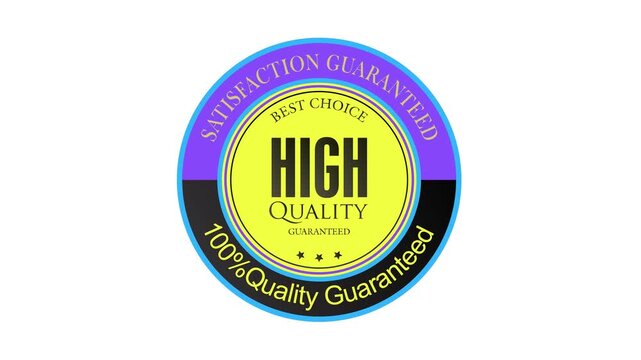 High quality guaranteed satisfaction seal with 100% quality promise 4k animated stock video in white color background