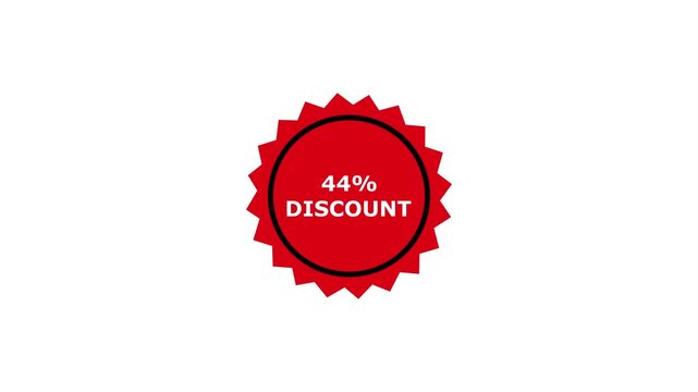 44% discount starburst badge promotional sale sticker for marketing campaigns, 44% Off Discount off promotion for seasonal discount offer sale.