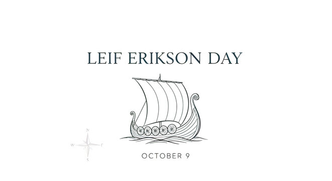 Viking Longship Illustration for Leif Erikson Day.